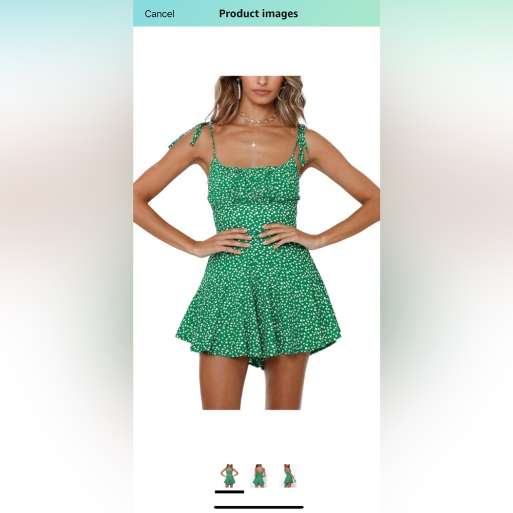Green Floral Tie-Strap Romper